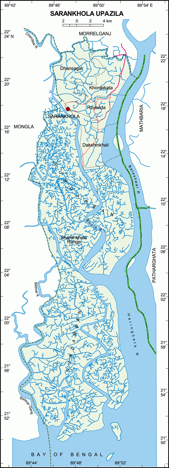 Sarankhola Upazila Map Bagerhat District Bangladesh