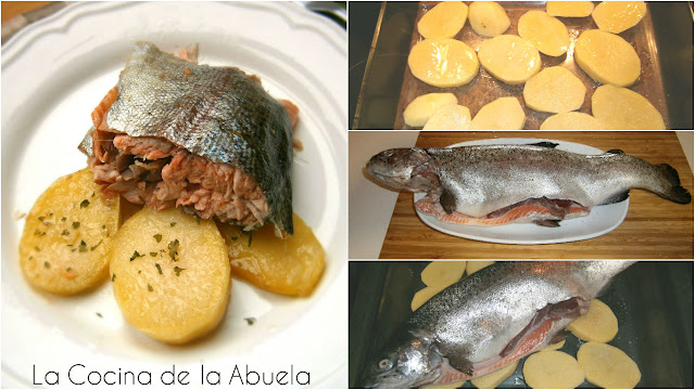 Trucha al horno. Asalmonada. Trucha al horno. Asalmonada.