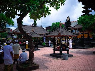 The Atmosphere In The Temple During Preparation Of Melasti Ceremonial The Day Before Nyepi
