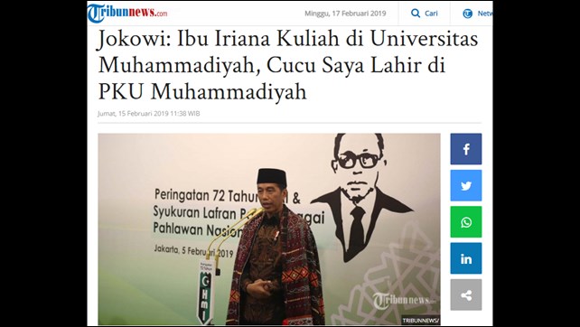 Jokowi Ulas Latar Iriana dan Cucu, Korsa: Pilihan Warga Muhammadiyah Tidak Berubah Jokowi Ulas Latar Iriana dan Cucu, Korsa: Pilihan Warga Muhammadiyah Tidak Berubah