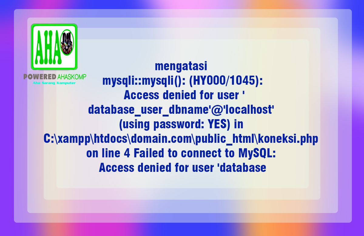 Hy000 1045 access denied for user
