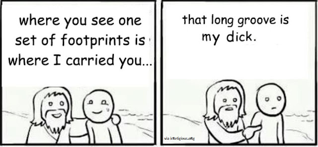 Funny Jesus Footprints Groove Cartoon Picture