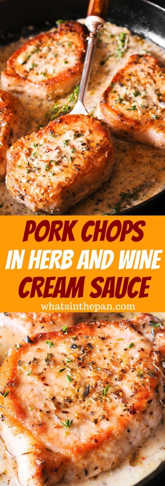 Boneless Pork Chops in Creamy Garlic and Herb Wine Sauce