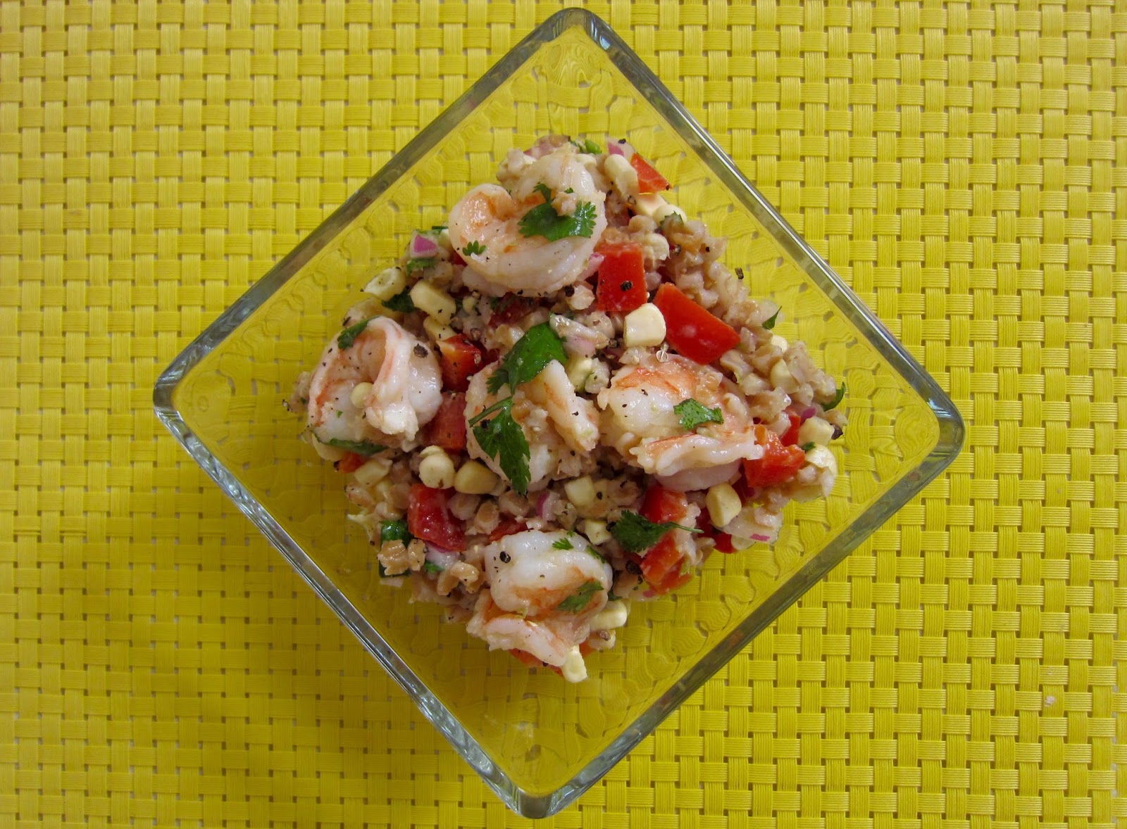 One More Taste MakeFast Mondays Farro Salad with Shrimp and Corn