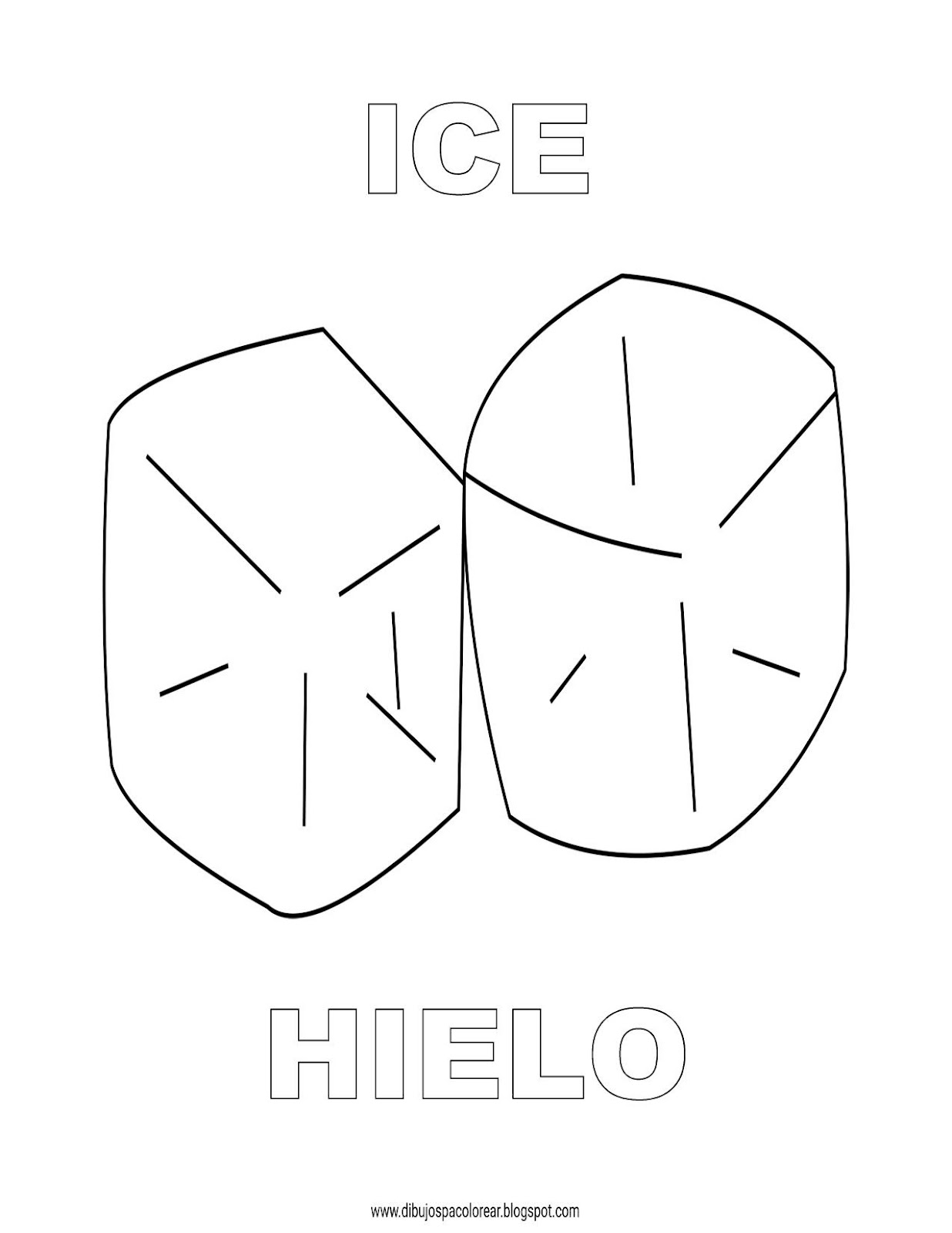 Dibujos Inglés Español con H Hielo Ice