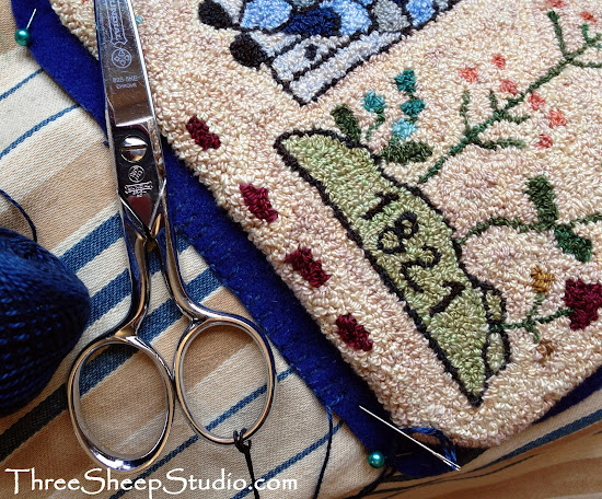 Finishing a Punch Needle project with Mattress Ticking - Rose Clay at ThreeSheepStudio.com Finishing a Punch Needle project with Mattress Ticking - Rose Clay at ThreeSheepStudio.com