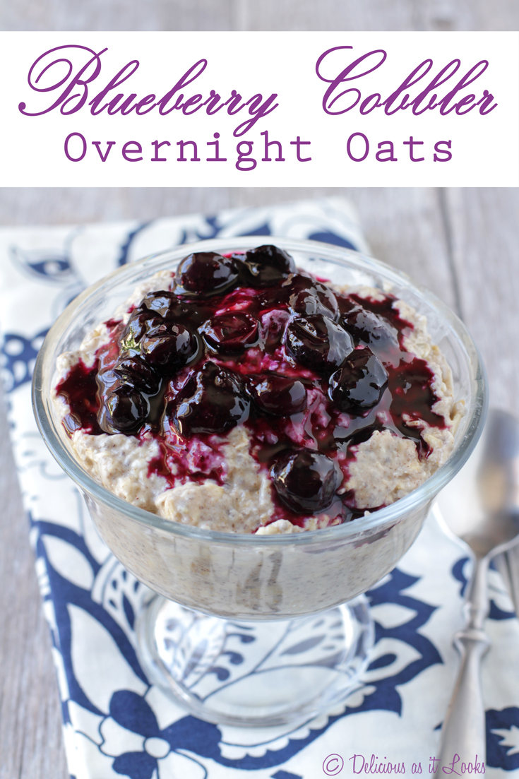 Delicious as it Looks Blueberry Cobbler Overnight Oats + Protein