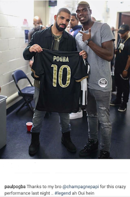1a7 Paul Pogba parties with Drake in New York as he prepares for Man U move (photos)