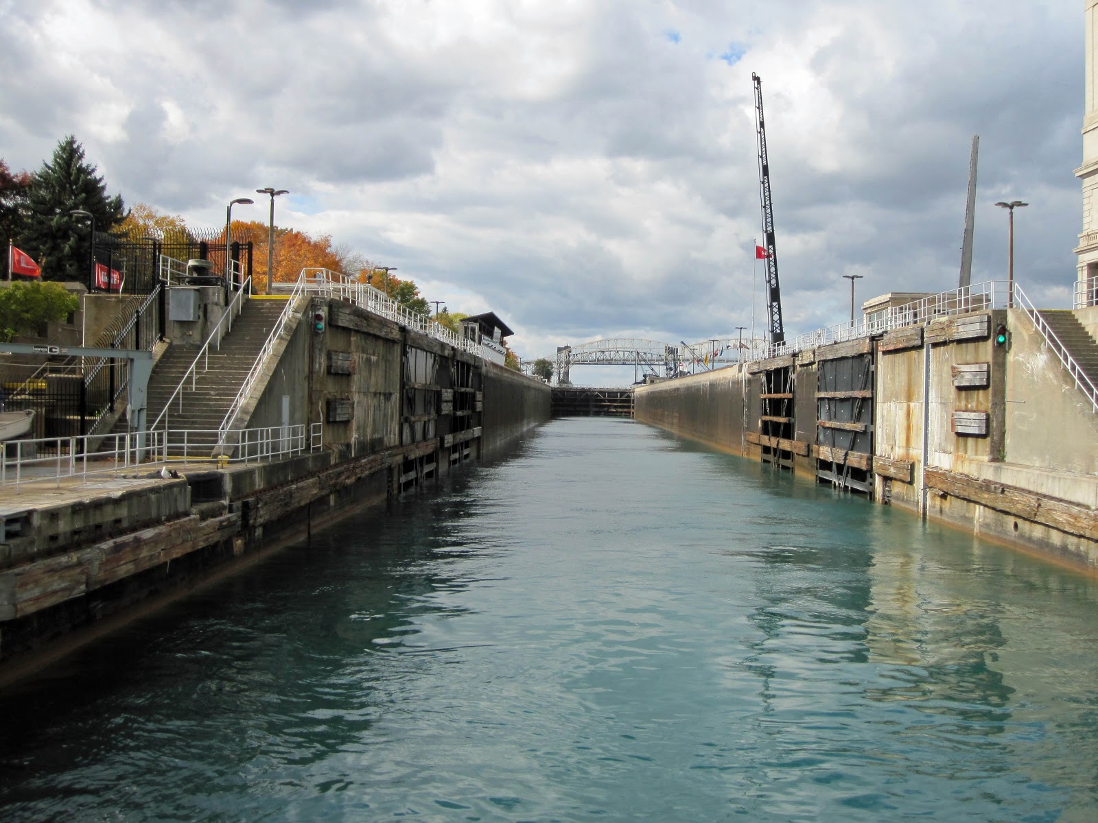Uncharted water Soo Locks at Sault Ste Marie, Michigan