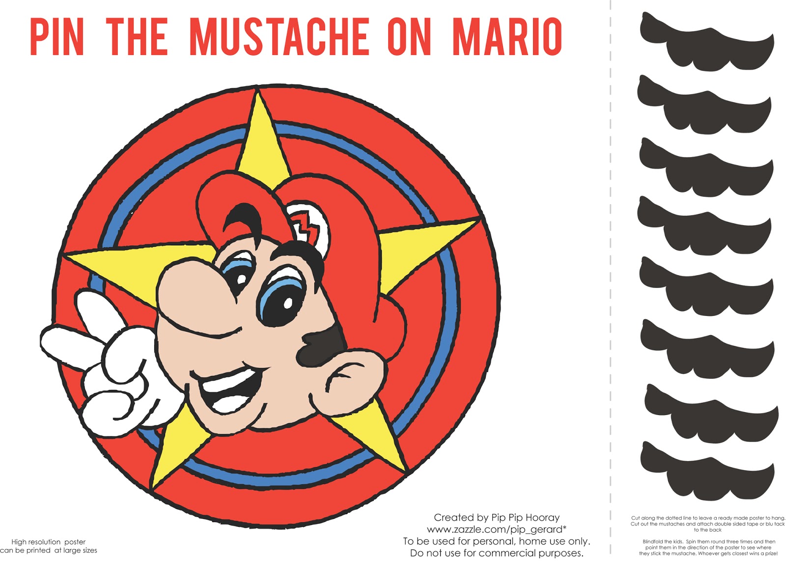 Pin The Mustache On Mario Free Printable I've Done The Legwork For You ...