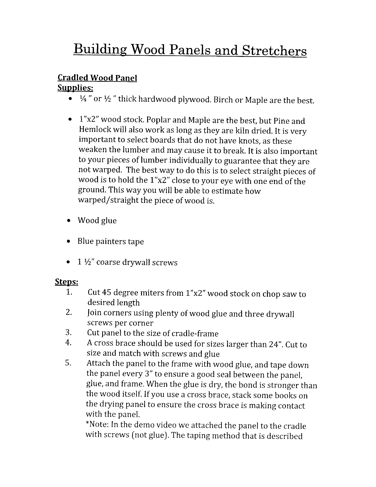 Tyler Painting Cradled Wood Panel Handout