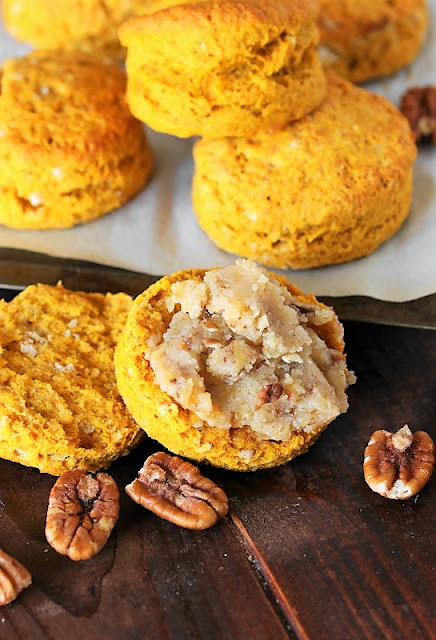 Pumpkin Biscuits smeared with Pecan-Honey Butter image