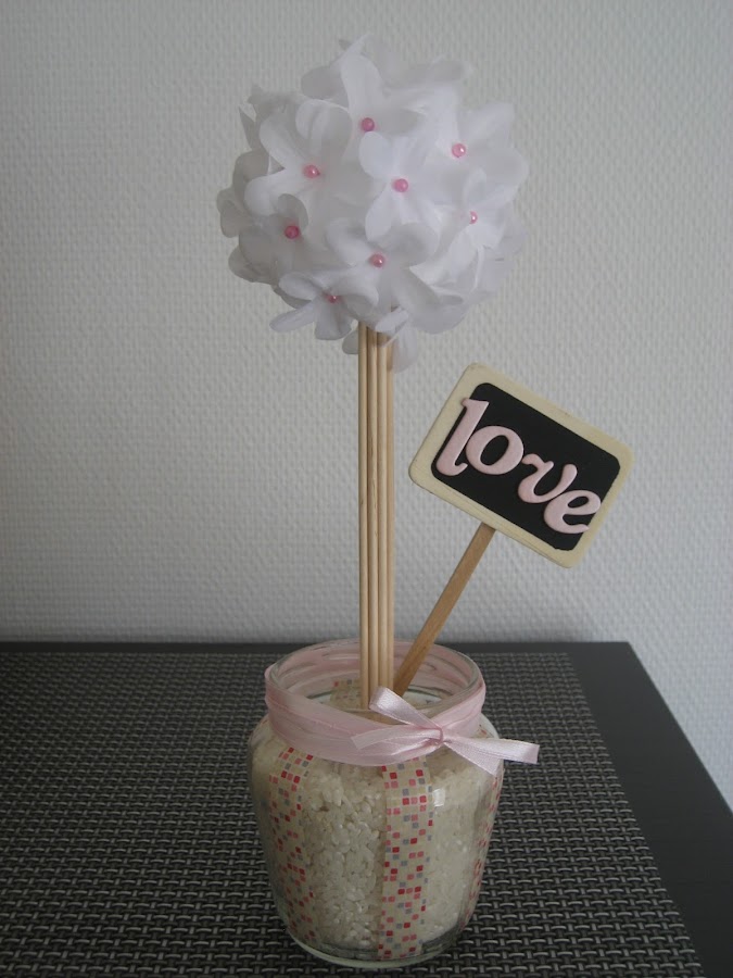 Topiario blanco y rosa