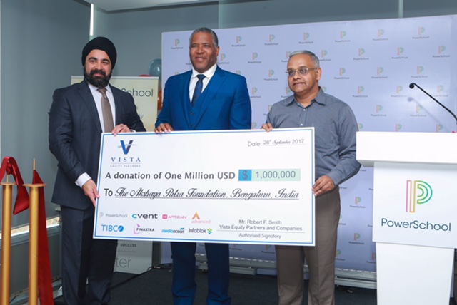 Vista Equity Partners Companies pledge $1 Million USD to The Akshaya Patra Foundation to deliver millions of meals to Indian school children Vista Equity Partners Companies pledge $1 Million USD to The Akshaya Patra Foundation to deliver millions of meals to Indian school children