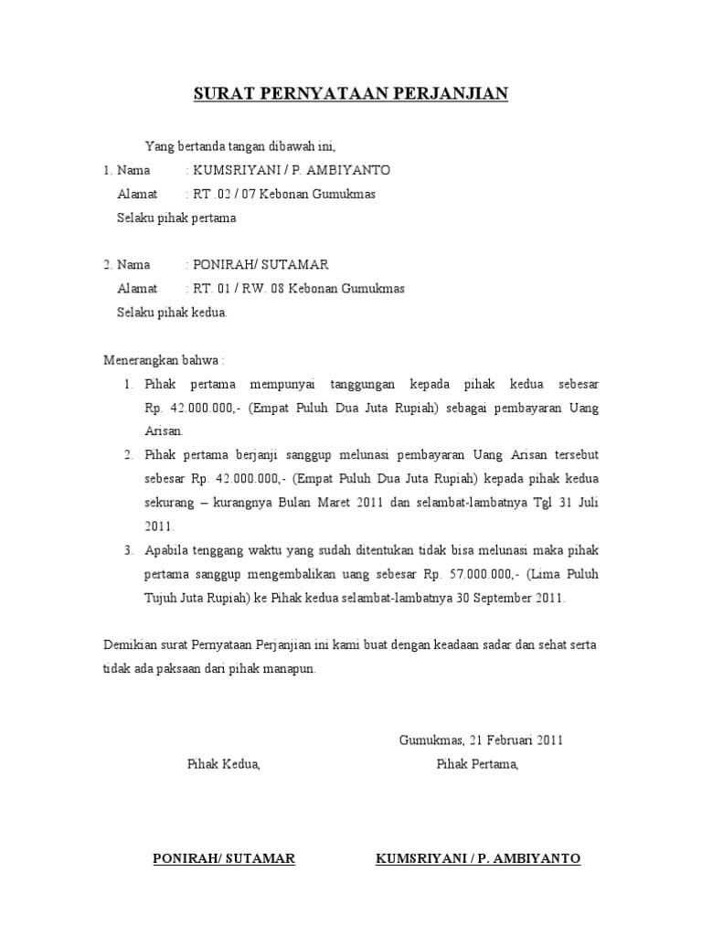 Contoh Surat Pernyataan Bersalah Dan Tidak Akan Mengulangi Lagi