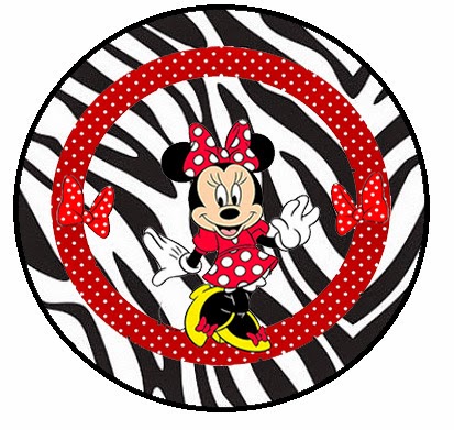 Minnie Cebra y Rojo: Etiquetas para Candy Bar para Imprimir Gratis. Toppers o Etiquetas de Minnie Cebra y Rojo para imprimir gratis.