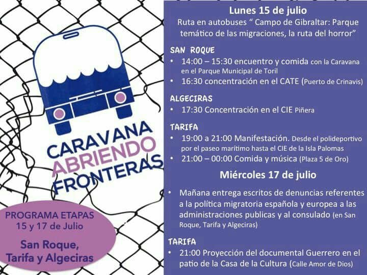 PROGRAMA ETAPAS de 15 al 20 de julio: CARAVANA FRONTERA SUR 2019 (Caravana Abriendo Fronteras)