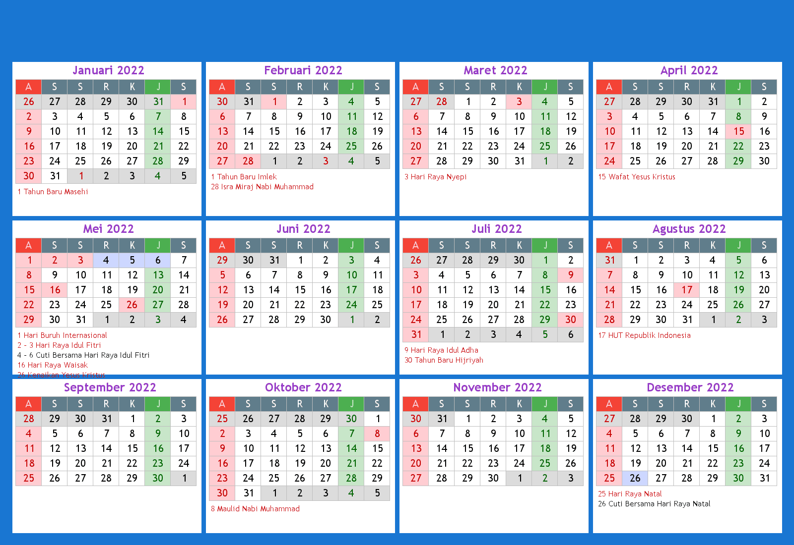 Kalender Indonesia 2022 Kalender Indonesia
