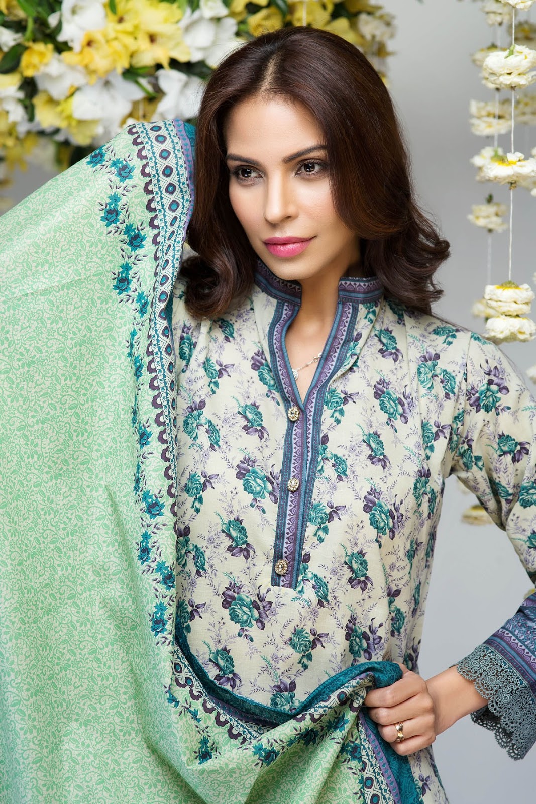 Alkaram Studio Lawn Spring Collection 2016 Vol2 LAWN 3 PIECE PRINTED LAWN SS179Sea Green