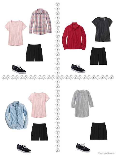 four ways to style black shorts from a travel capsule wardrobe four ways to style black shorts from a travel capsule wardrobe