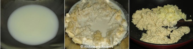 milk, ghee  and almond paste boiled