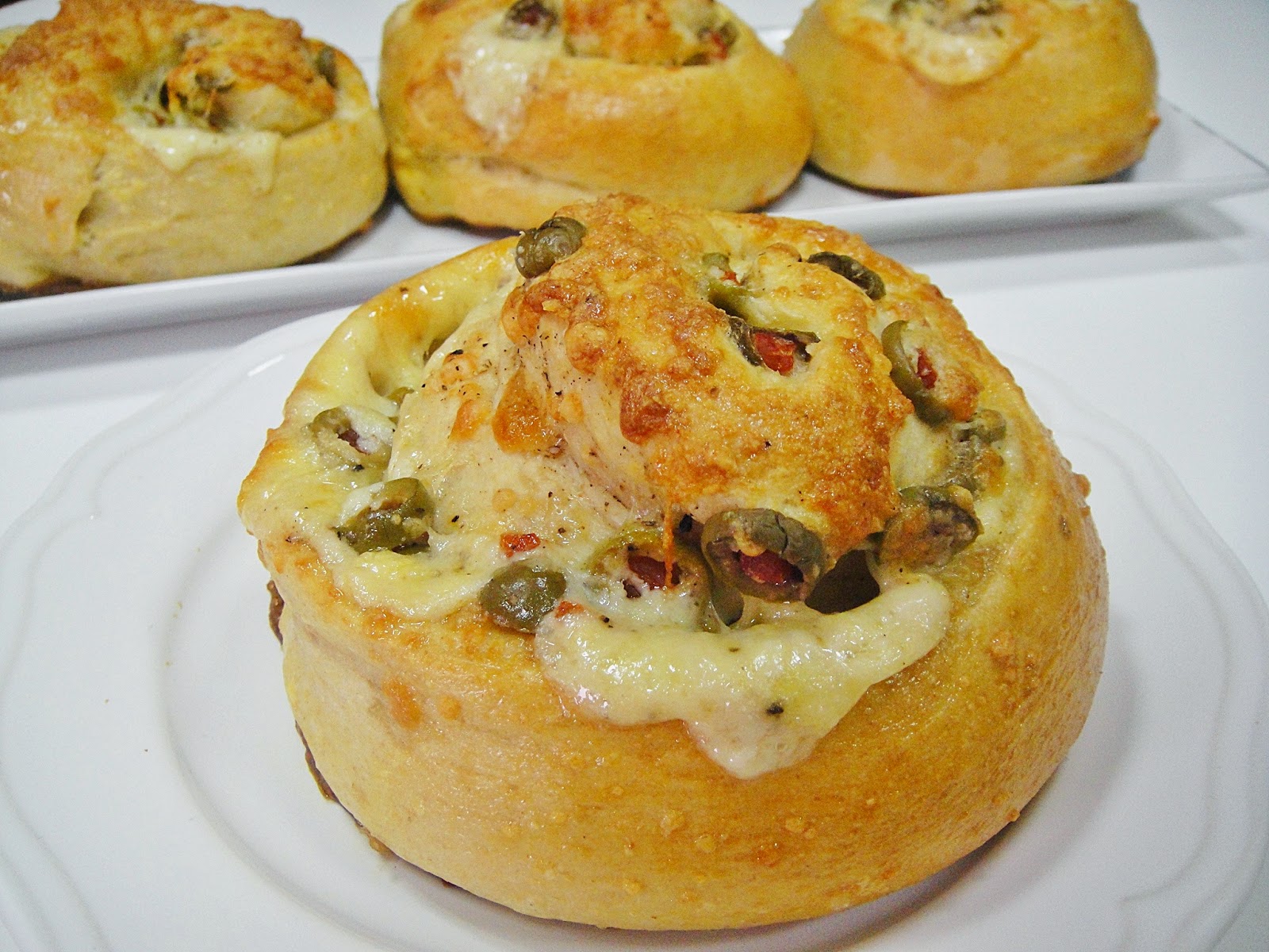 Maryam's Culinary Wonders 741. Olive Cheese Bread Buns