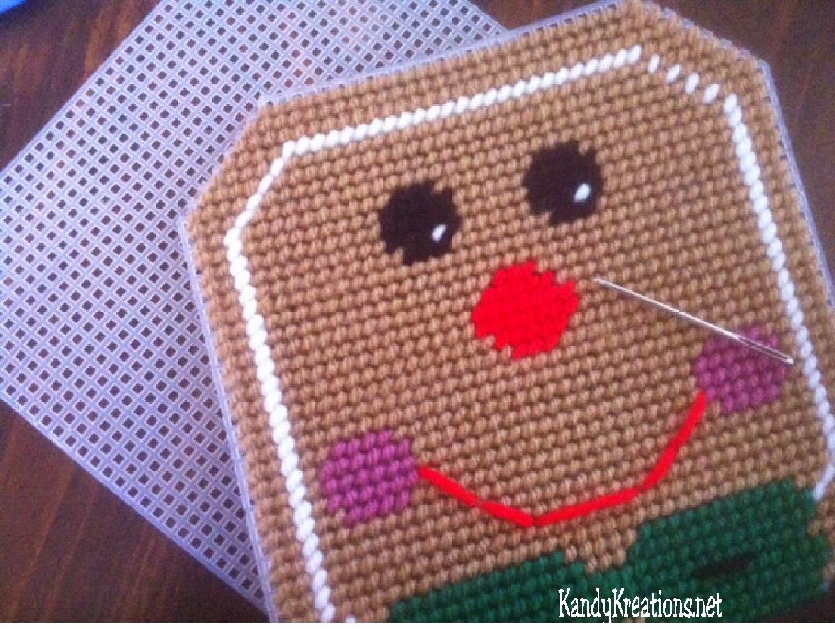 DIY Party Mom Gingerbread Man Napkin Holder Plastic Canvas Pattern