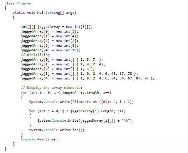Dadi Sathish Dot Net: Jagged Array with Examples