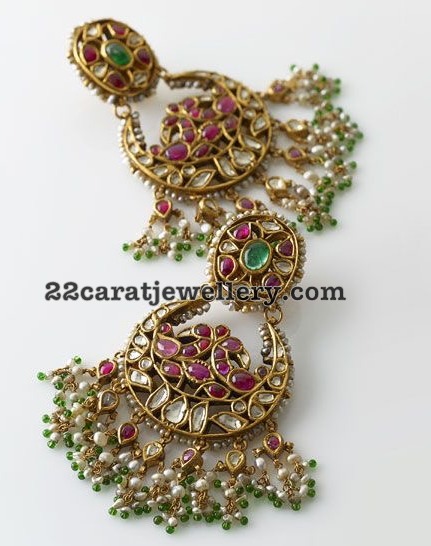 Kundan Earrings with Pearls Tassels