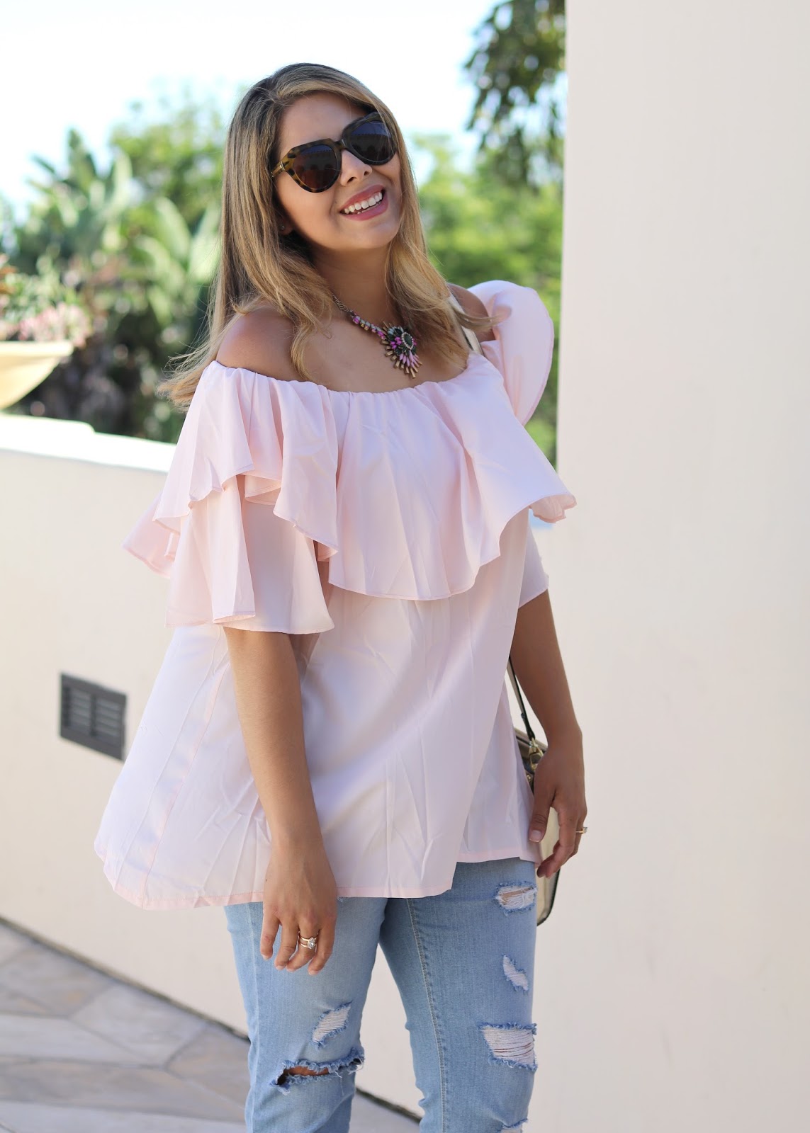 Blush Frilly Sleeve Top Blush Frilly Sleeve Top, chicwish Blush Frilly Sleeve Top, chicwish blogger