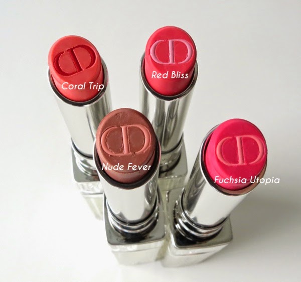Dior Addict Tie Dye Lipstick limited editions: Red Bliss, Nude Fever, Fuchsia Utopia, Coral Trip