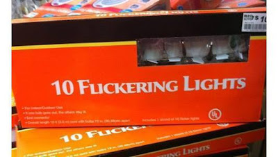 Box with bad typography, turning Flickering Lights into Fuckering Lights
