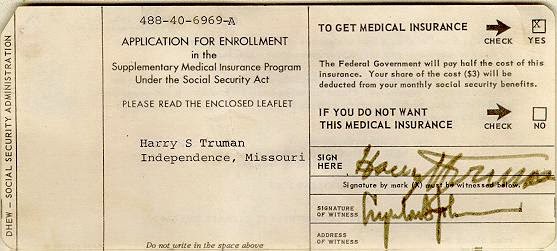 President Truman's Medicare Card