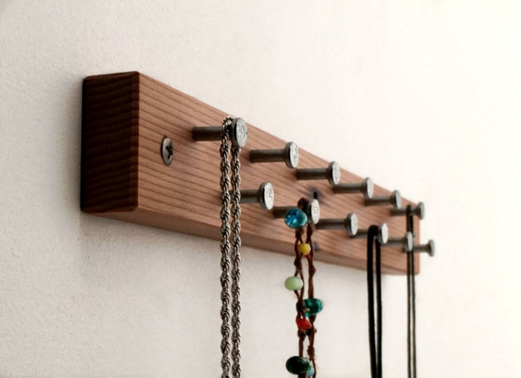 Wall Mountable Small Wooden Jewelry Rack