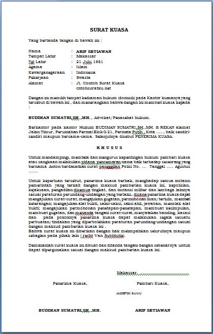 Download Contoh Surat Kuasa Hukum Terbaru Forma Ms Waord Idnoffice