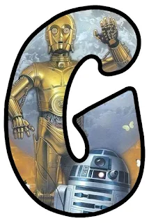 Letras con R2D2 y C3PO de la Guerra de las Galaxias. Star Wars R2D2 and C3PO Letters.