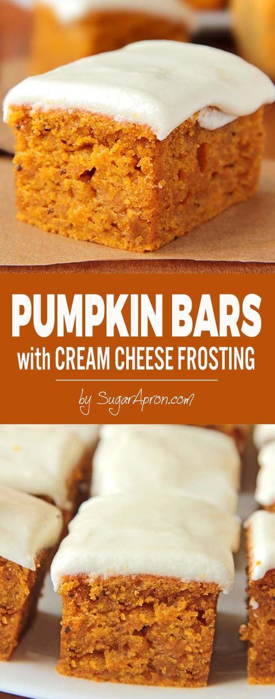 Pumpkin Bars with Cream Cheese Frosting - Favorite Food Recipes