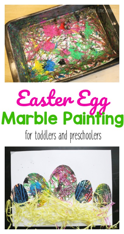 Marble Painting For Kids using a literal marble