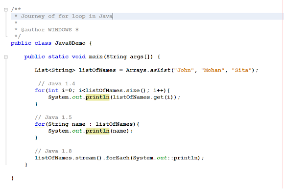 Java 8 - Journey of for loop in Java - for() to forEach() Examples