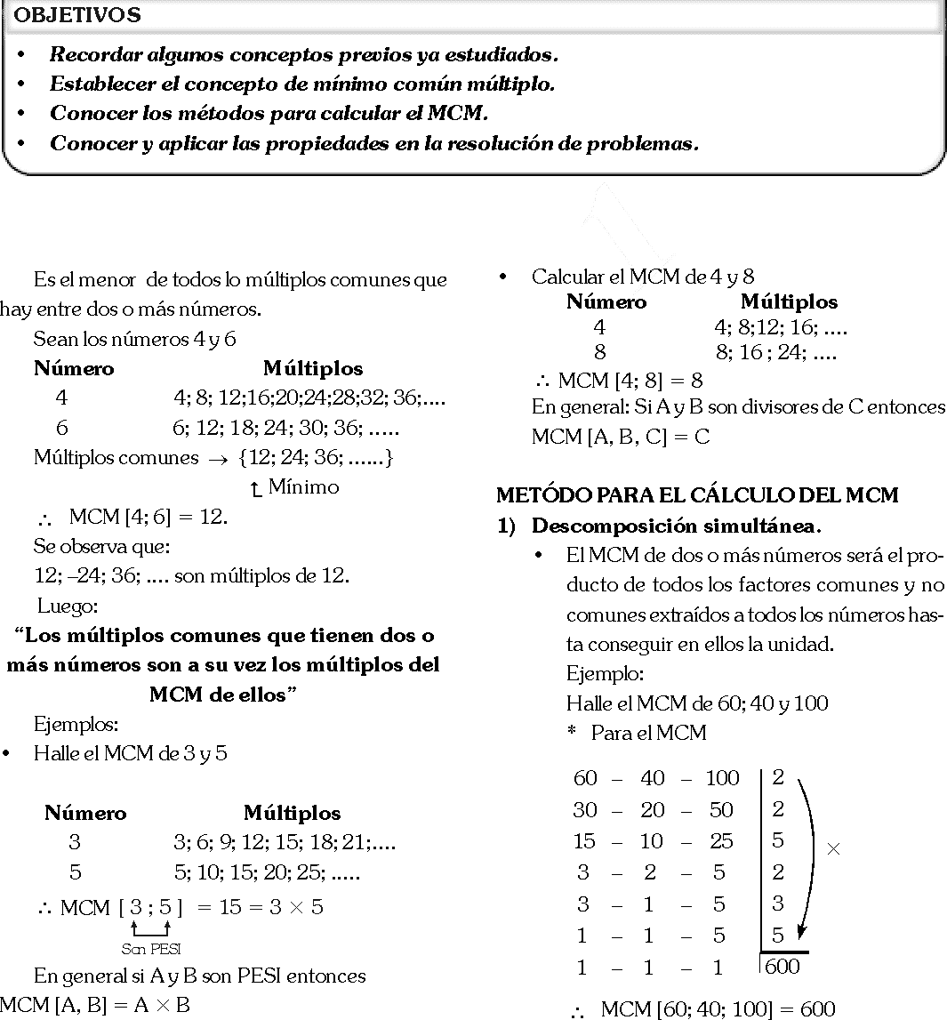 Mínimo Común Múltiplo De 8 6 Y 4 MAXIMO COMUN DIVISOR Y MINIMO COMUN MULTIPLO EJERCICIOS RESUELTOS PDF