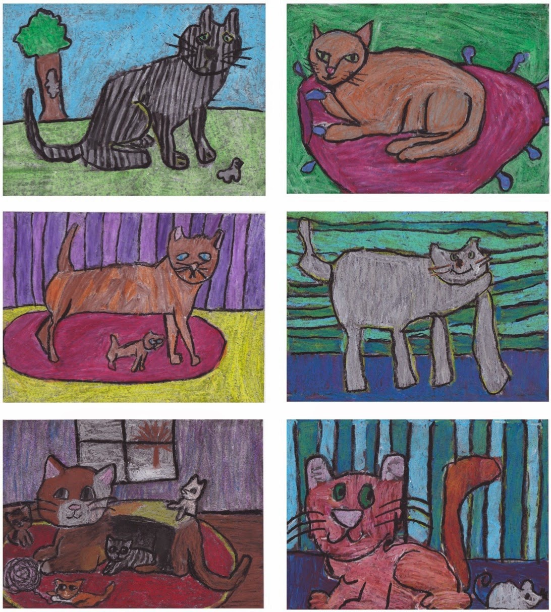 The Rolling Artroom Oil Pastel Cats 4th 6th Grade