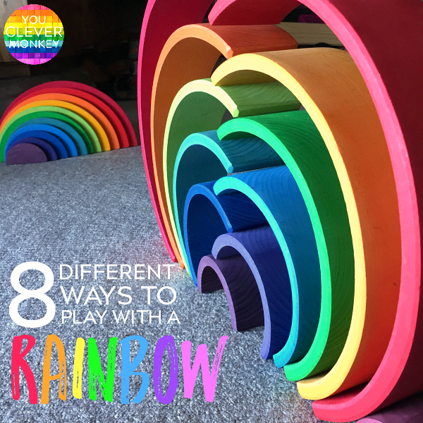 Eight Different Ways to Play with a Grimms Rainbow Stacker - from creating small worlds for pretend, to challenging your youngest builder and  exploring early Maths and STEM concepts, a Grimms Rainbow Stacker is the perfect toy and a must for any childhood | you clever monkey
