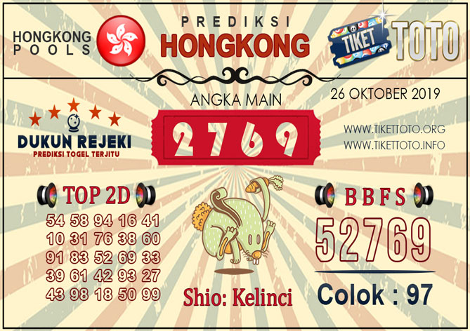 Prediksi Togel HONGKONG TIKETTOTO 26 OKTOBER 2019