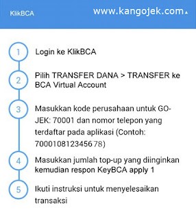 cara isi saldo gopay gojek internet banking BCA topup saldo gopay gojek internet banking BCA