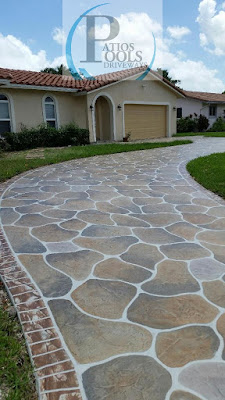 Decorative Concrete for a driveway remodel #decorativeconcrete #decorativeoverlay #concrete #driveway