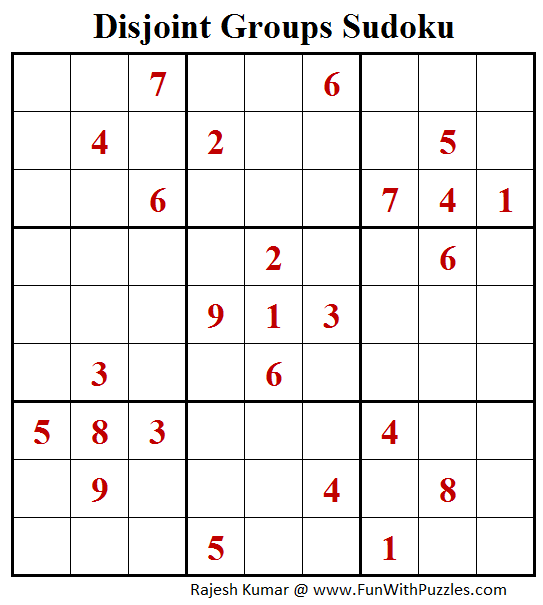 Disjoint Groups Sudoku Puzzle (Fun With Sudoku #256)