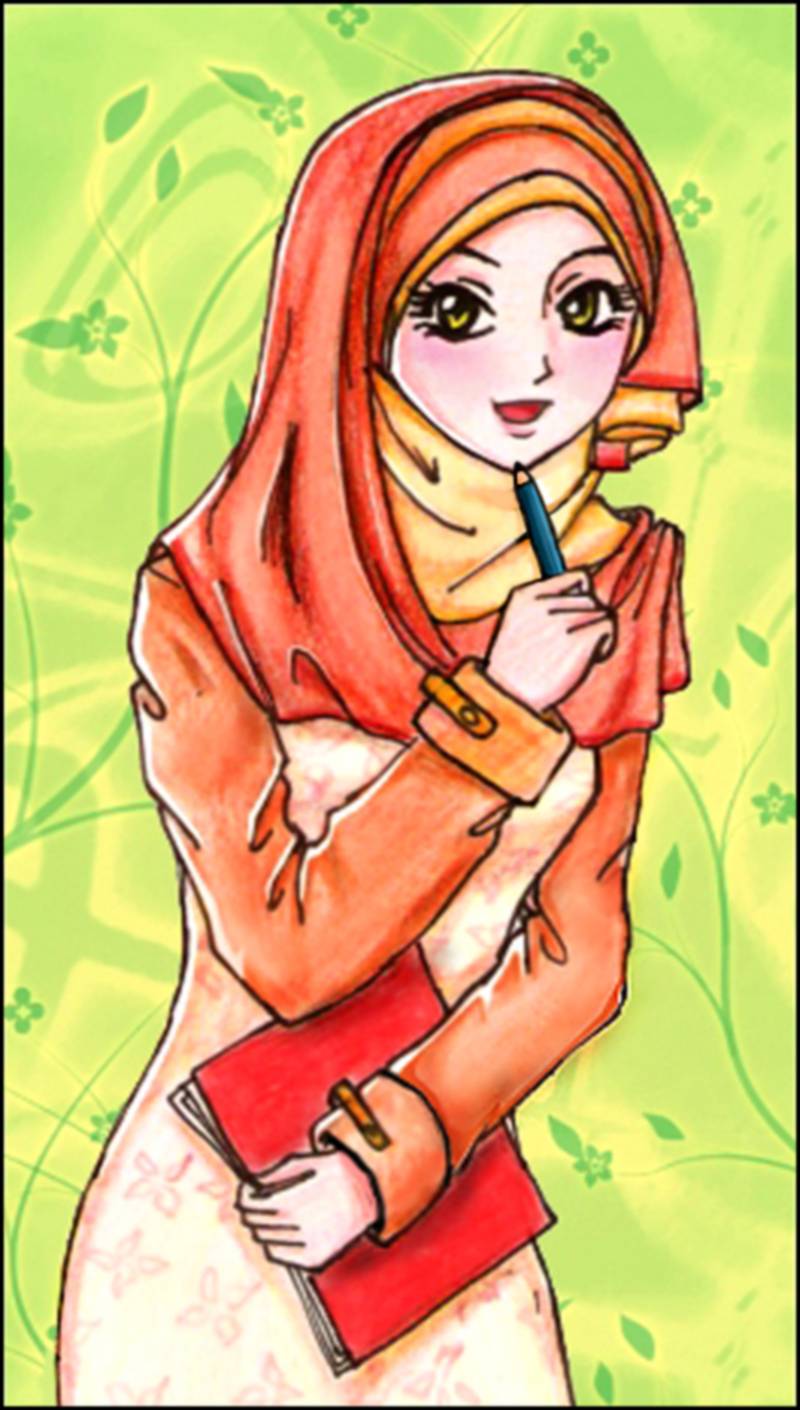 11 Kartun Muslimah Membaca Alquran Dan Buku Anak Cemerlang