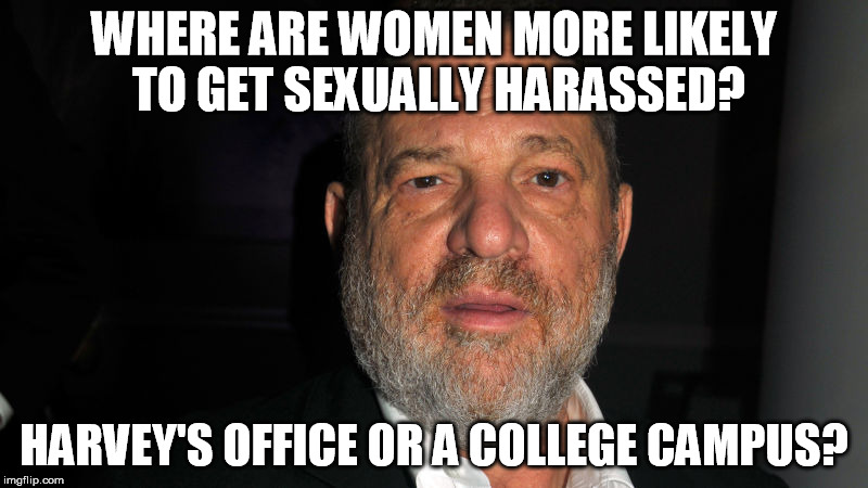 Newsalert: Where Are Women Safer ? A College Campus or Harvey Weinstein's Office?