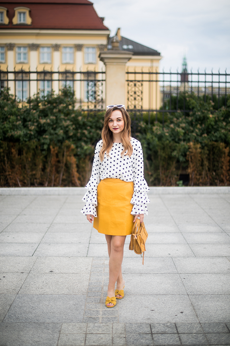 THINK YELLOW - YELLOW SKIRT & POLKA DOT BLOUSE