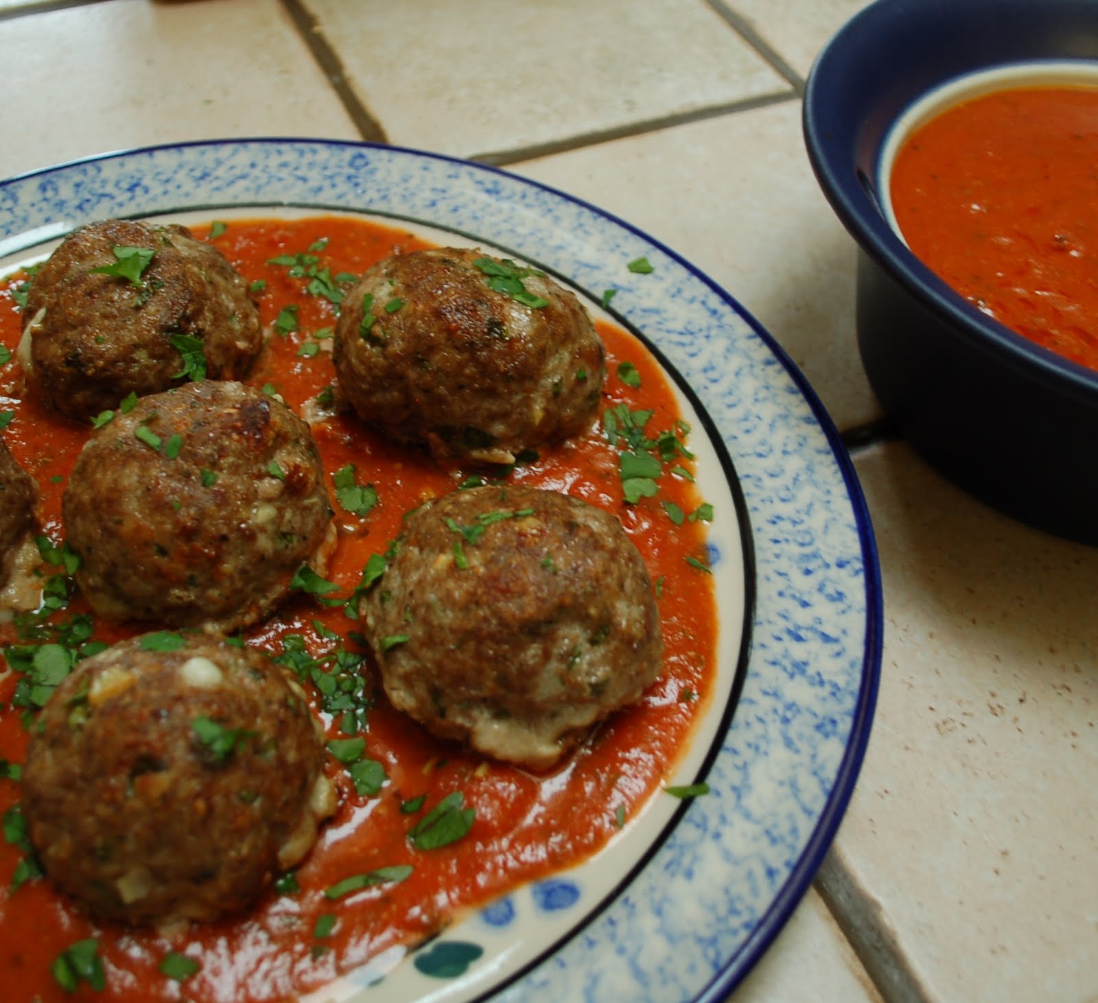 The Spice Garden Bocconcini Stuffed Meatballs in Pesto Tomato Sauce